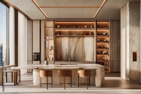Obraz a bigger closed modular kitchen of a modern and contempory house in singaporean architectural style
