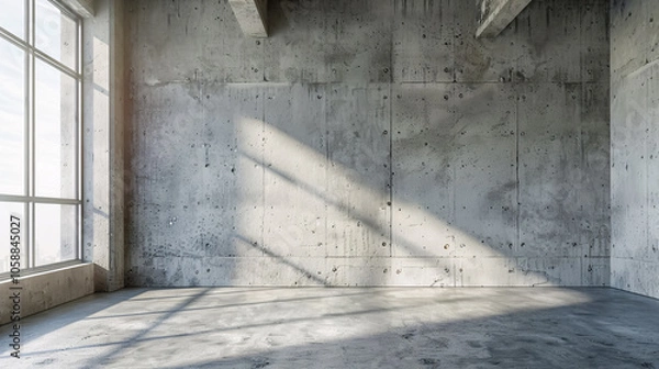 Fototapeta Room with an empty concrete wall.