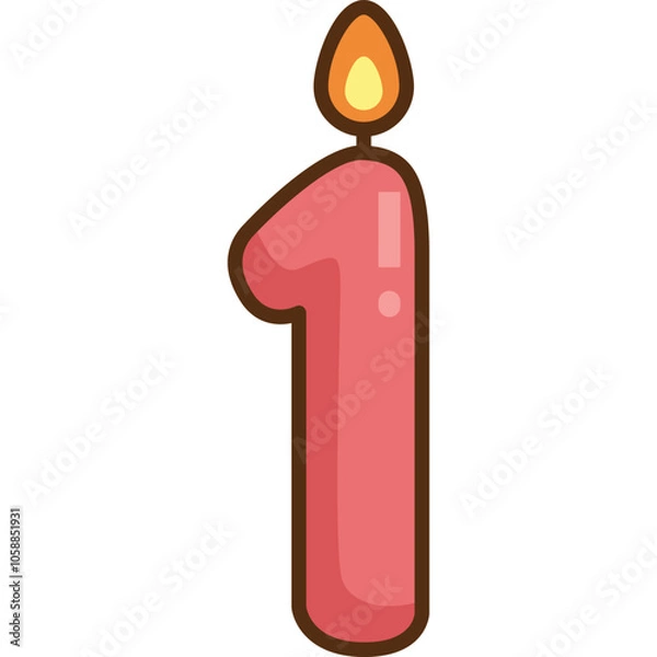Obraz a vector of the number one with a candle on top