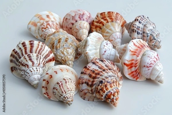 Fototapeta Collect hermit crab shells as souvenirs with a simple backdrop