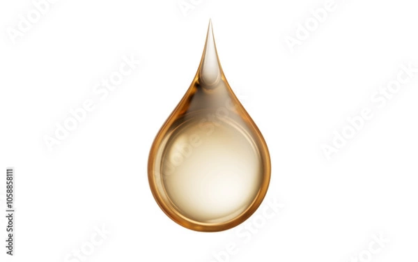 Fototapeta Golden liquid water drop, 3d rendering.