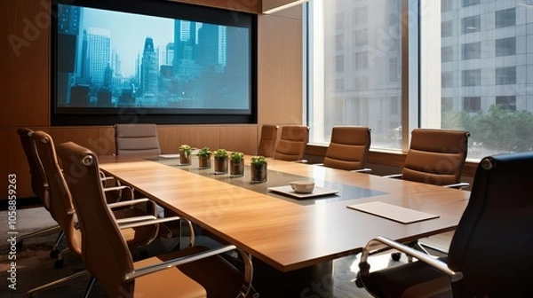 Fototapeta boardroom meeting table above