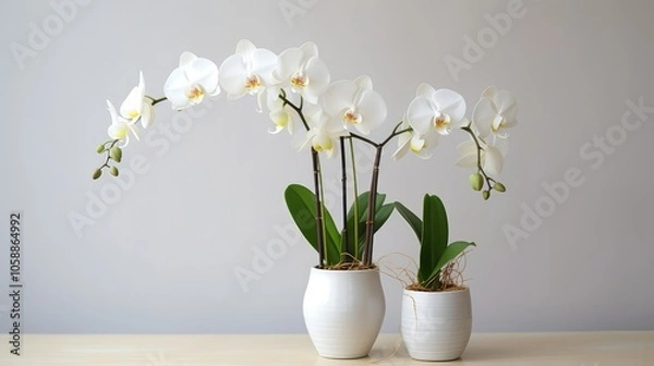 Fototapeta sleek orchids white