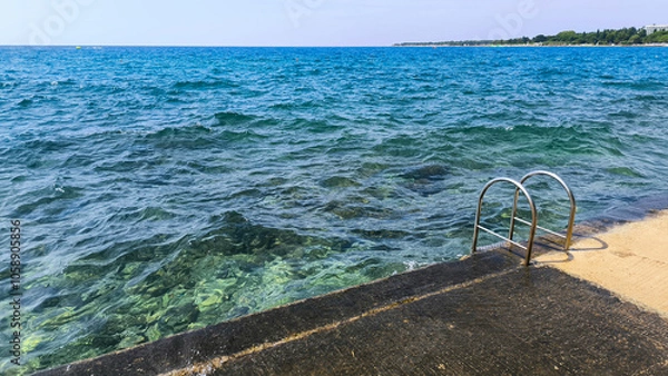 Fototapeta seascape by the Adriatic sea in Poreč on a cloudy day