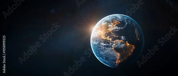 Fototapeta Holographic satellite transmission a vibrant view of earth from space