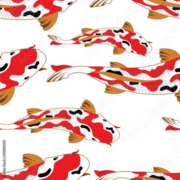 Fototapeta Seamless pattern background with koi fish carps ; vector illustration
