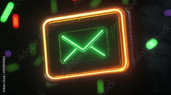 Fototapeta Retro Neon Email Notification Illustration