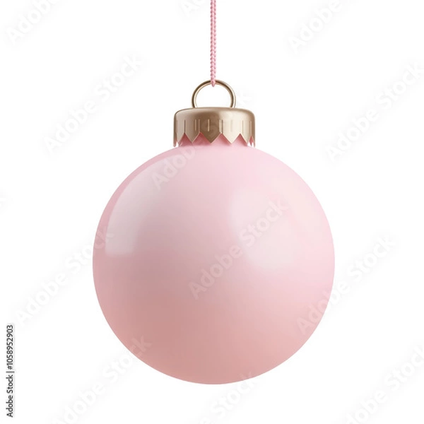 Fototapeta pink christmas ball 3d render icon isolated on transparent background cutout