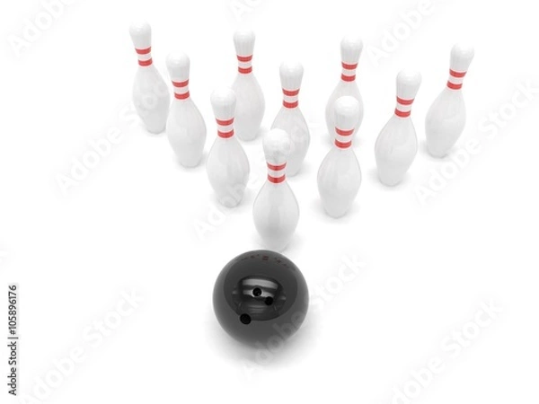 Obraz Bowling ball and skittles isolated