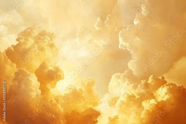 Fototapeta Background of Renaissance cloud sky painting Tranquility: Apricot, Yellow & Gold Clouds - Art By GoonDuLagoon with generative ai