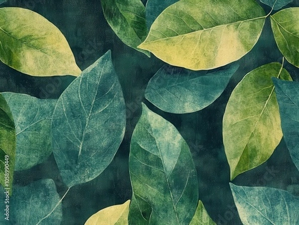 Fototapeta Detailed Botanical Leaf Patterns on Dark Background