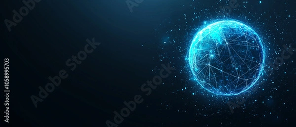 Obraz Abstract Blue Globe with Lines.