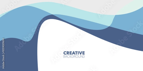 Obraz A white background with overlapping, light and dark blue, wavy shapes.