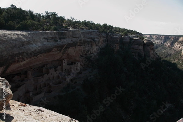 Obraz View of Ancient Pueblo Cliff Dwelling Cliff Palace in Mesa Verde National Park of Colorado, USA