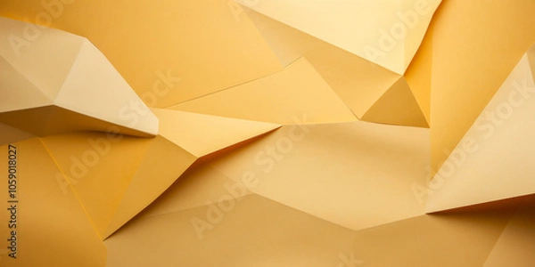 Fototapeta This image showcases an abstract background of geometric polygons in warm yellow tones, providing a sense of dynamism and fresh aesthetic to the observer.