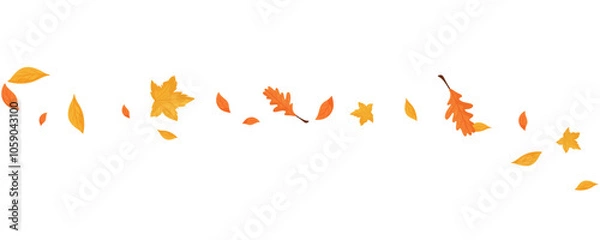 Fototapeta Wave of falling leaves. Leaf fall. Autumn falling leaves on a transparent background.