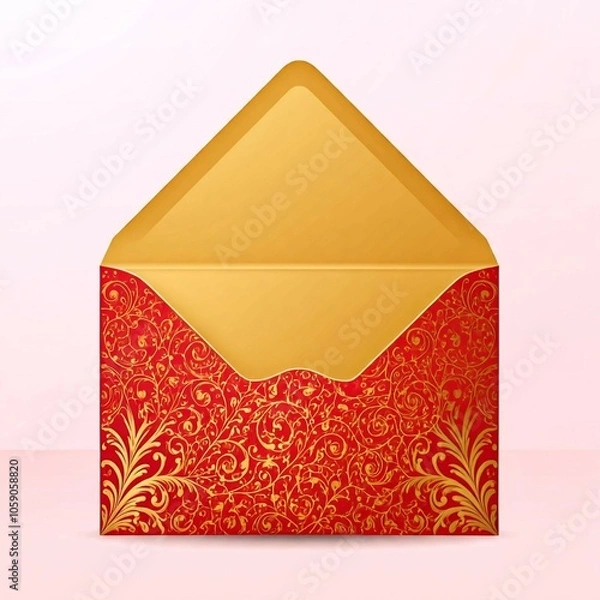 Fototapeta Elegant red envelope decorated entirely with a gold floral design. Perfect for gifting money during the Chinese New Year or for other events, adding a distinguished and cultural touch