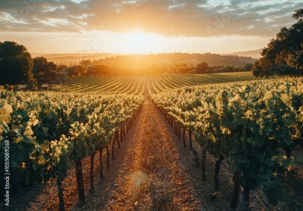 Fototapeta Sunset Vineyard.
