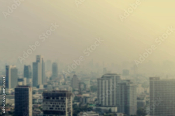 Fototapeta Buildings in the city and the sky hazy