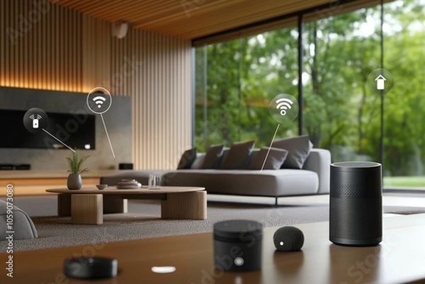 Fototapeta Seamless Smart Home,Integrate Apple, Google, and Amazon Devices for Effortless Connectivity