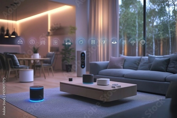 Fototapeta Seamless Smart Home,Integrate Apple, Google, and Amazon Devices for Effortless Connectivity