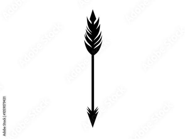 Fototapeta Minimalist Black Tattoo of Sleek and Pointed Arrow Symbolizing Direction and Focus