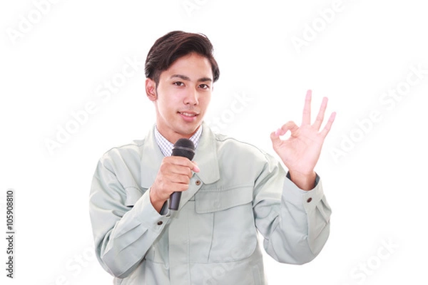 Fototapeta プレゼン中の笑顔の作業員