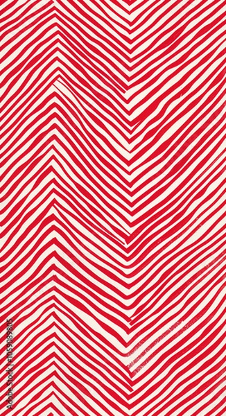 Fototapeta  Red chevron pattern, white lines, graphic design style, graphic illustration, poster art