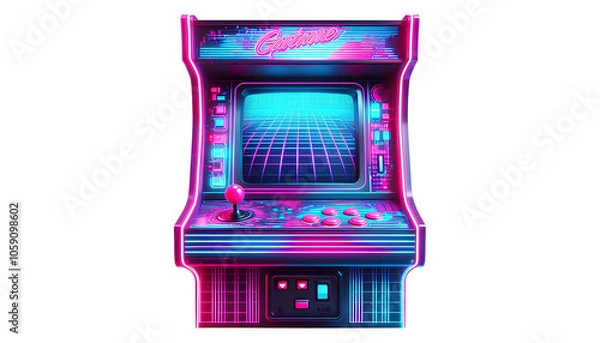 Fototapeta Retro Arcade Machine with Neon Lighting Vibes