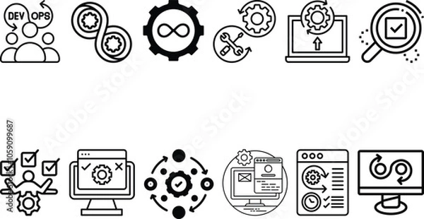 Obraz DevOps methodology and software development icon collection