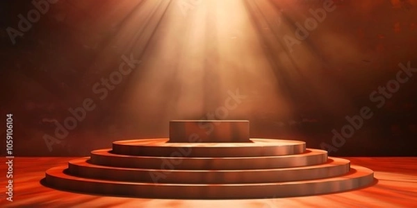 Obraz Red Stage with Light Light Gradient Background with Room for Typography