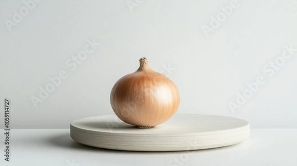 Obraz Fresh Onion on Minimalist White Background