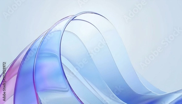 Fototapeta Flowing gradient transparent multilayer glass background, 3d rendering.