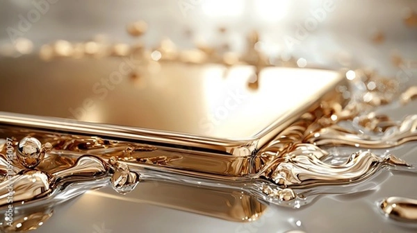 Obraz Closeup of polished gold bar edges, reflections creating abstract shapes, highvalue concept