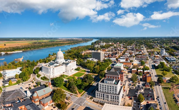 Obraz Aerial view of Jefferson City, Missouri. Jefferson City is the capital of the U.S. state of Missouri