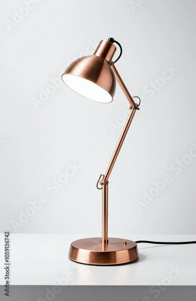 Obraz Luxury copper lamp mockup for premium home decor presentation. Elegant template featuring metallic finish and contemporary design aesthetic.