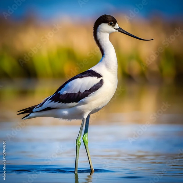 Obraz An Avocet silhouette vector style isolated