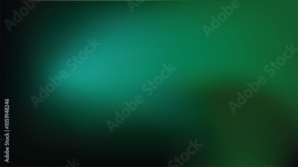 Obraz Dark emerald green gradient horizontal background. Glowing dark green curve on black backdrop with copy space for design. Vector illustration