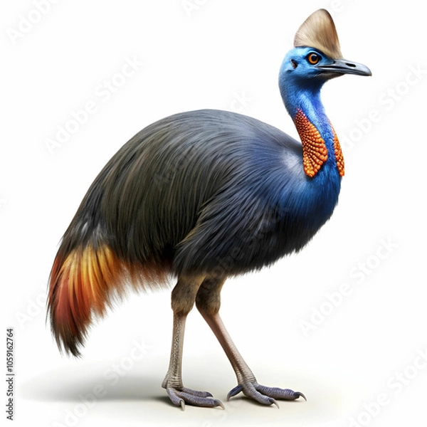 Obraz colorful cassowary isolated on white background