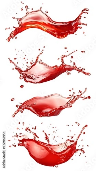 Obraz Paint Splashes, Liquid, Fluid, Juice, Red on White Background, Abstract Image, Texture, Pattern Background, Wallpaper, Cover and Screen of Smartphone, PC, Laptop, 9:16 and 16:9 Format
