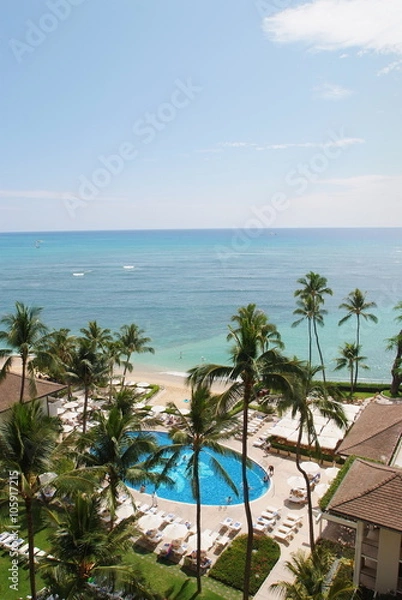 Obraz ハワイのプールとビーチ