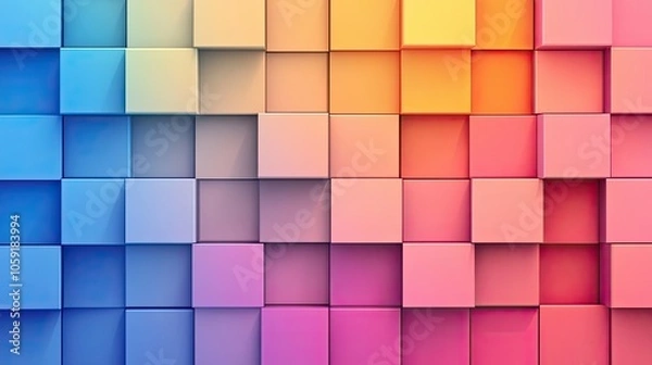 Fototapeta Abstract Gradient Wall of Colorful Cubes
