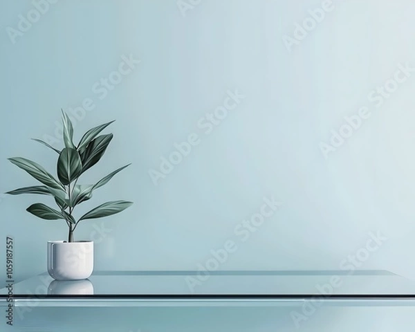 Fototapeta Minimalist Mockup Background with Glass Table for Tech Display