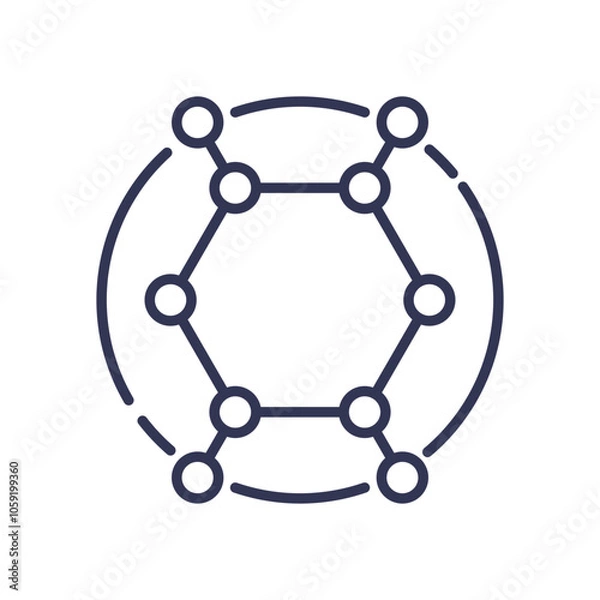 Fototapeta Hexagonal molecular structure symbolizing chemical bonds and molecular composition.