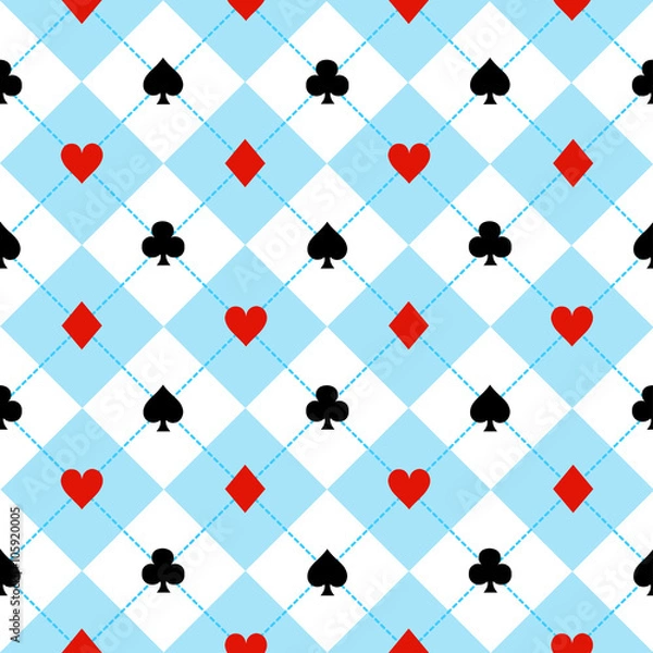 Obraz Card Suits Blue White Diamond Background Vector Illustration