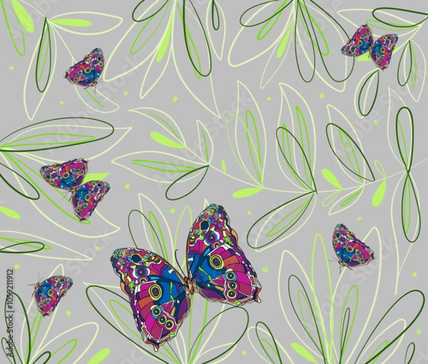 Obraz seamless pattern with butterflies