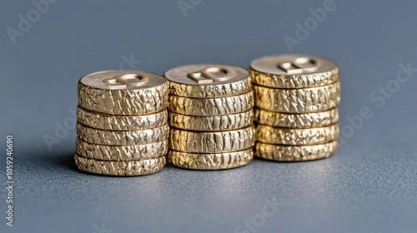 Fototapeta Minimalist Gold Coins Stack for Financial Themes