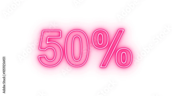 Fototapeta 50 percent off sale discount png. Up to 50% off neon light sign.