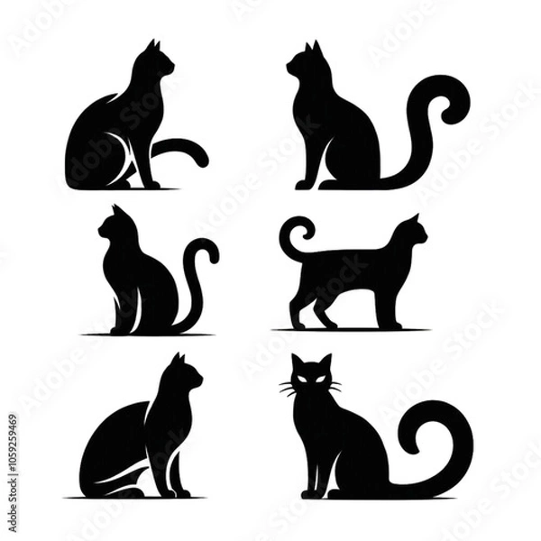 Obraz Cat silhouette vector design in a white background 