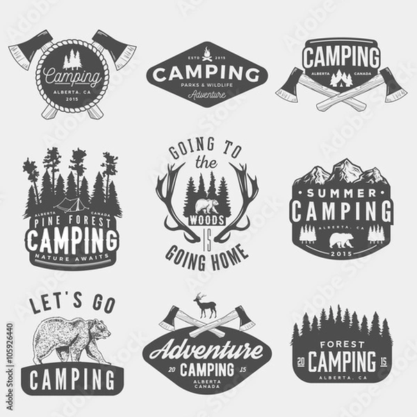 Obraz vector set of camping vintage logos, emblems, silhouettes and designs
